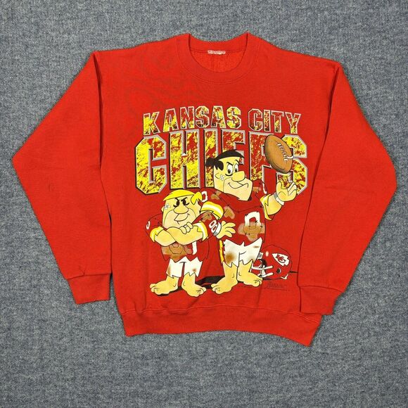 Vintage 90s Kansas City Chiefs Crewneck Sweatshirt Flintstones NFL Mens Medium